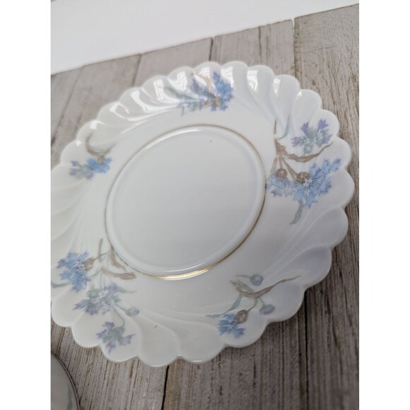 Haviland Limoges Bergere Set 2 Tea Cup and Saucer Vintage Blue Flowers France - Picture 8 of 13